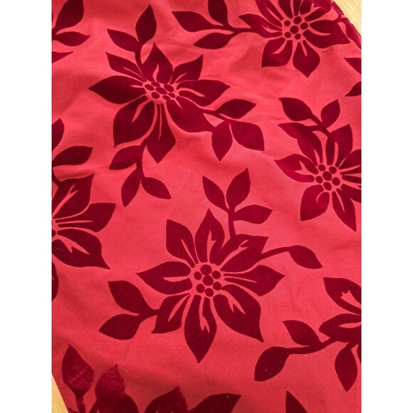 Christmas Holiday Table Runner Red Velveteen Poinsettias 72" X 14" Vintage - Picture 2 of 6